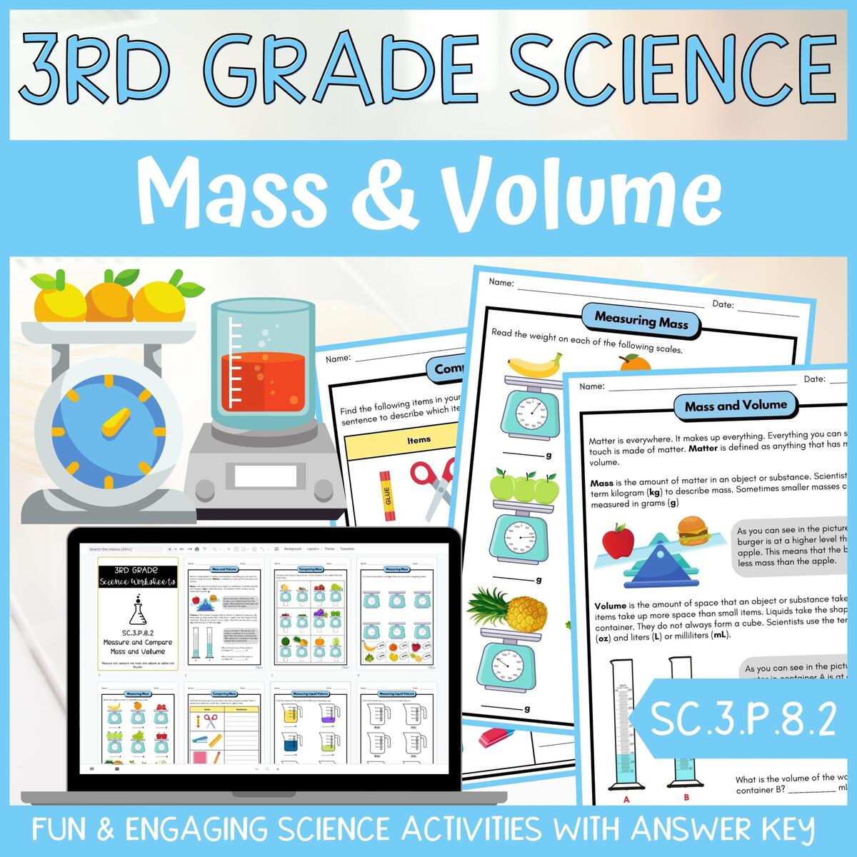 Mass And Volume Activity Answer Key 3rd Grade Physical Science Classful 3rd Grade Measurement Worksheets