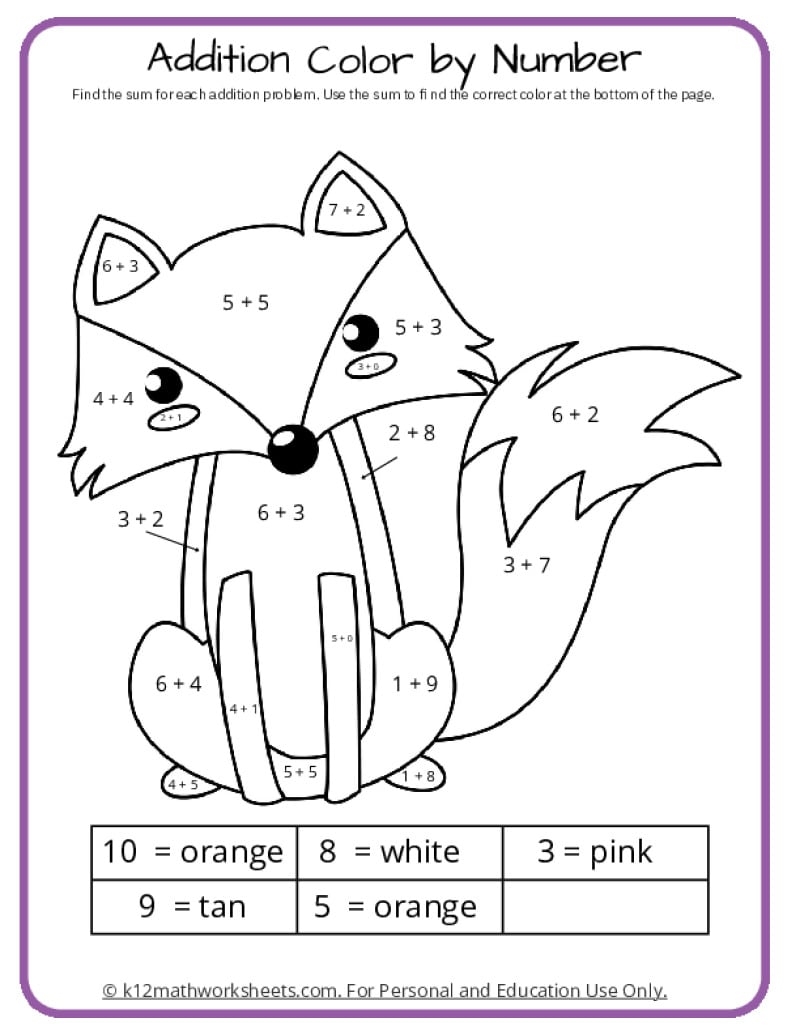 Math Coloring Pages Printable PDFs By K12mathworksheets Free Printable Making 10 Math Coloring Worksheet