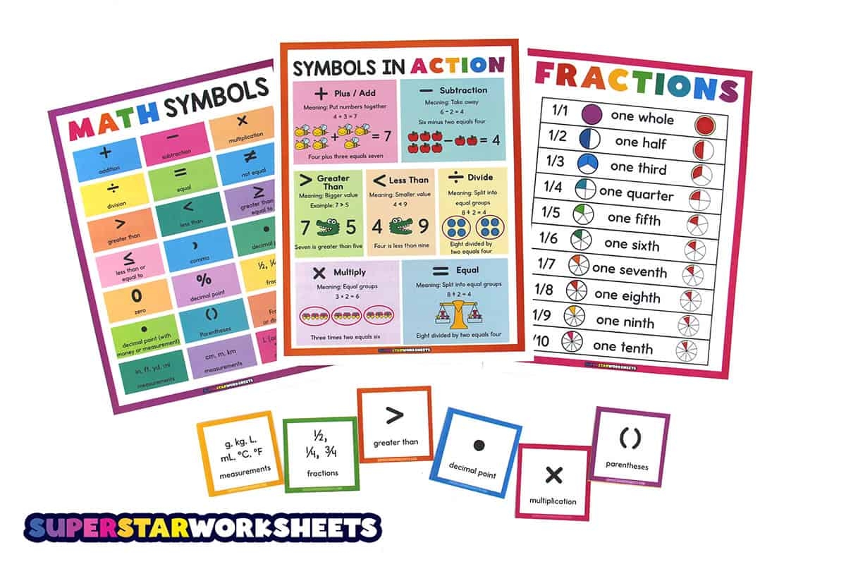 Math Symbols Charts Superstar Worksheets