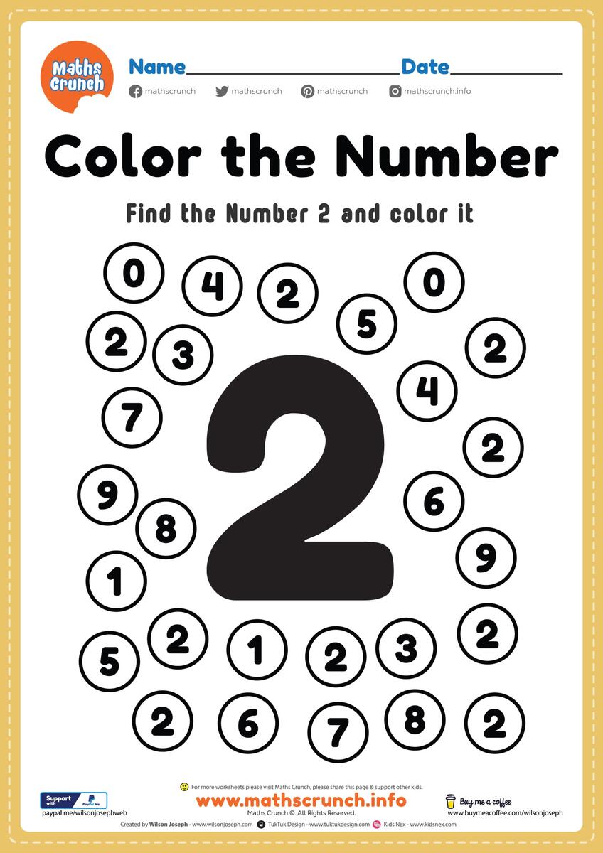 Math Worksheet Number 2 Coloring Page Free Printable PDF Number 2 Worksheets