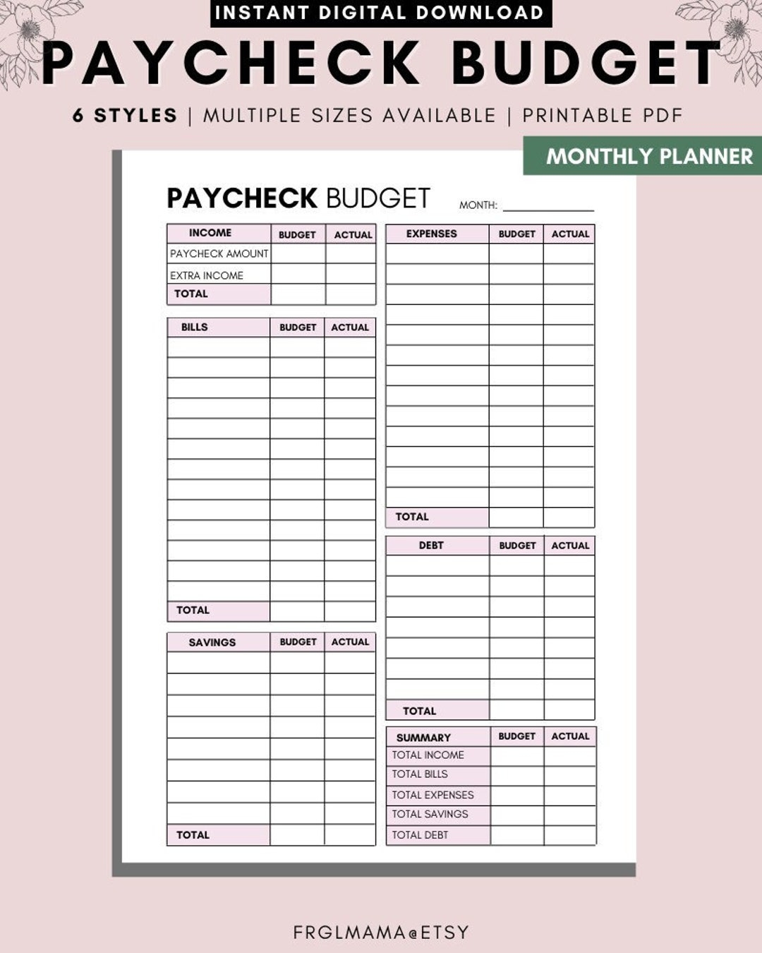 Monthly Budget Overview Template Paycheck Budget Printable A4 A5 Letter PDF Etsy Monthly Budget Overview Template Paycheck Budget Printable A4 A5 Letter PDF Etsy