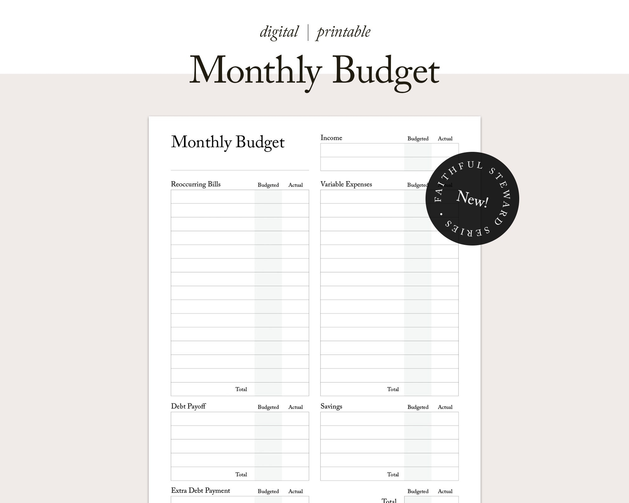 Monthly Budget Planner Christian Budgeting Template Financial Planner Budget Tracker Minimalist Budget Faithful Steward Planner Etsy Israel