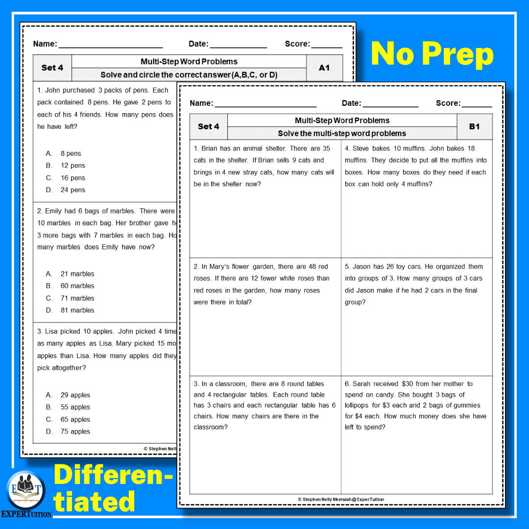 Multi Step Word Problems Worksheets Addition Subtraction Multiplication And Division Word Problems SET 4 Classful Multi Step Word Problems Worksheets Addition Subtraction Multiplication And Division Word Problems SET 4 Classful