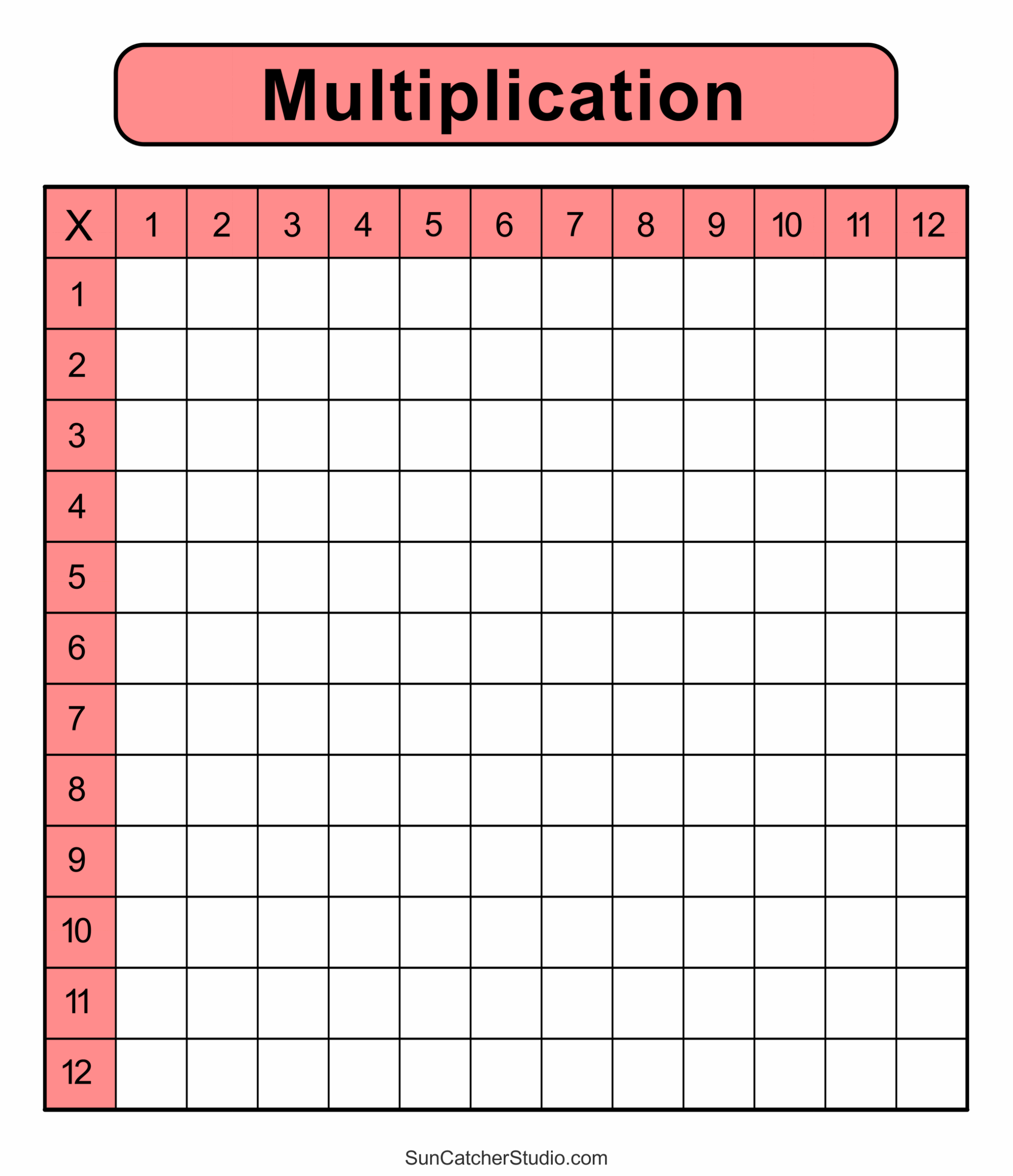 Multiplication Table Printable Paper Trail Design