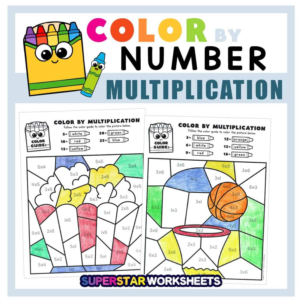 Multiplication Color By Number Superstar Worksheets Free Printable Seasons Color By Number Multiplication Worksheets The Keeper Of The Memories
