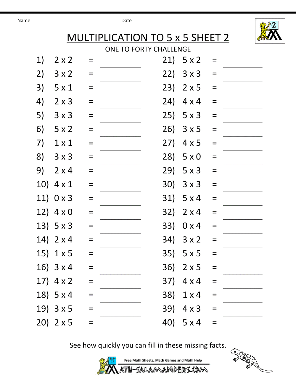 Multiplication Worksheets For Grade 3