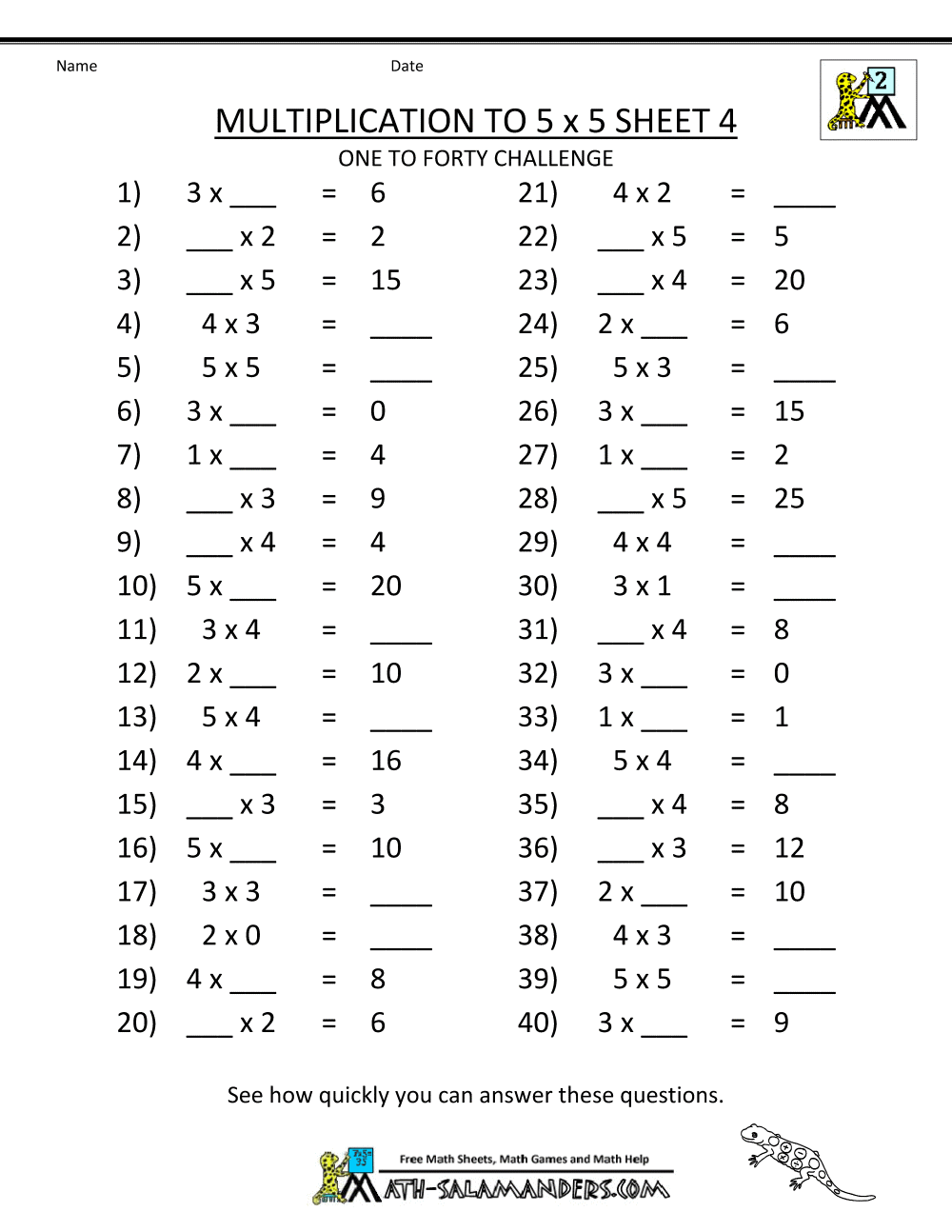 Multiplication To 5x5 Worksheets For 2nd Grade Multiplication To 5x5 Worksheets For 2nd Grade