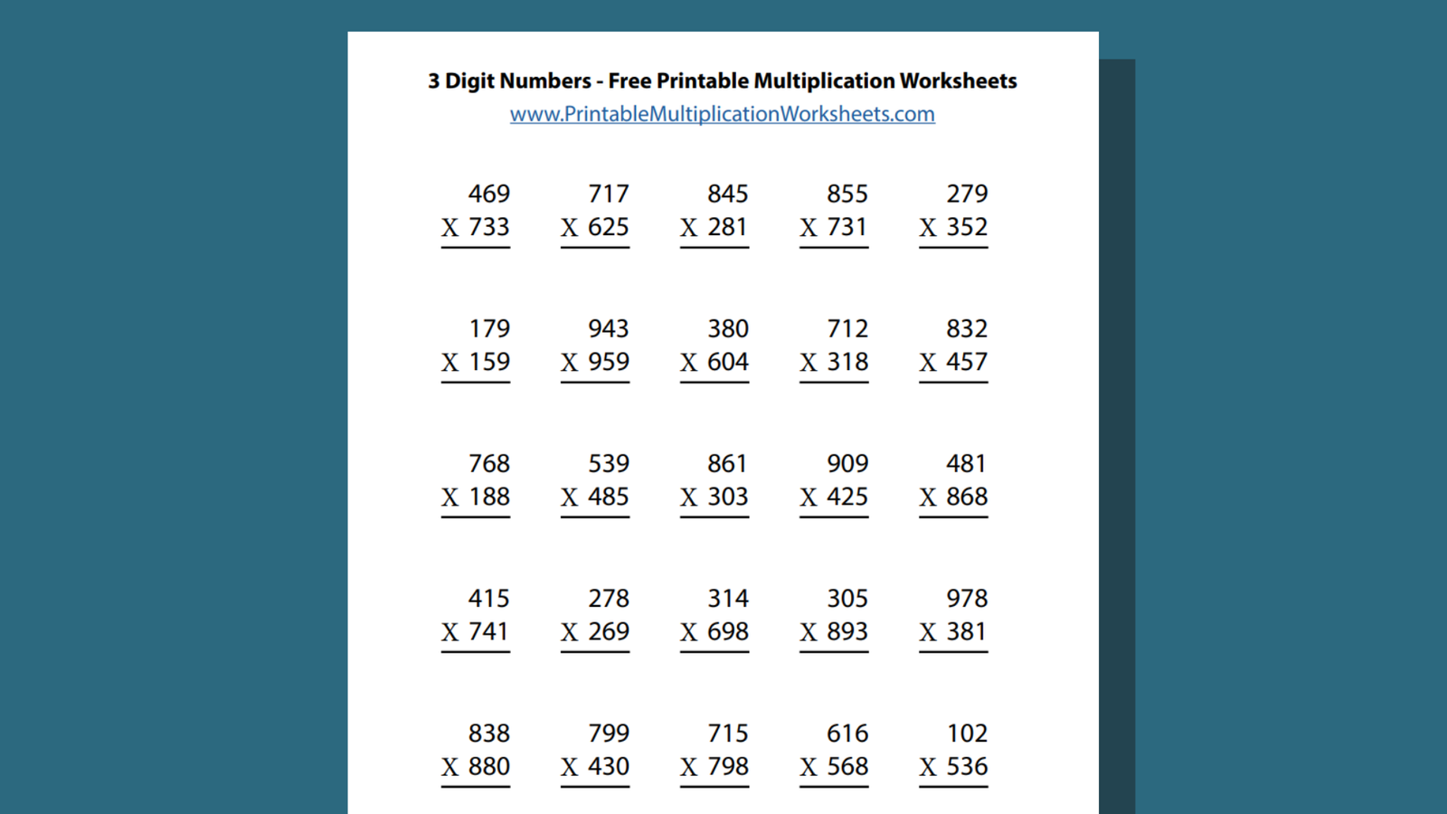 Free 3 Digit By 3 Digit Multiplication Worksheets Teach Prints