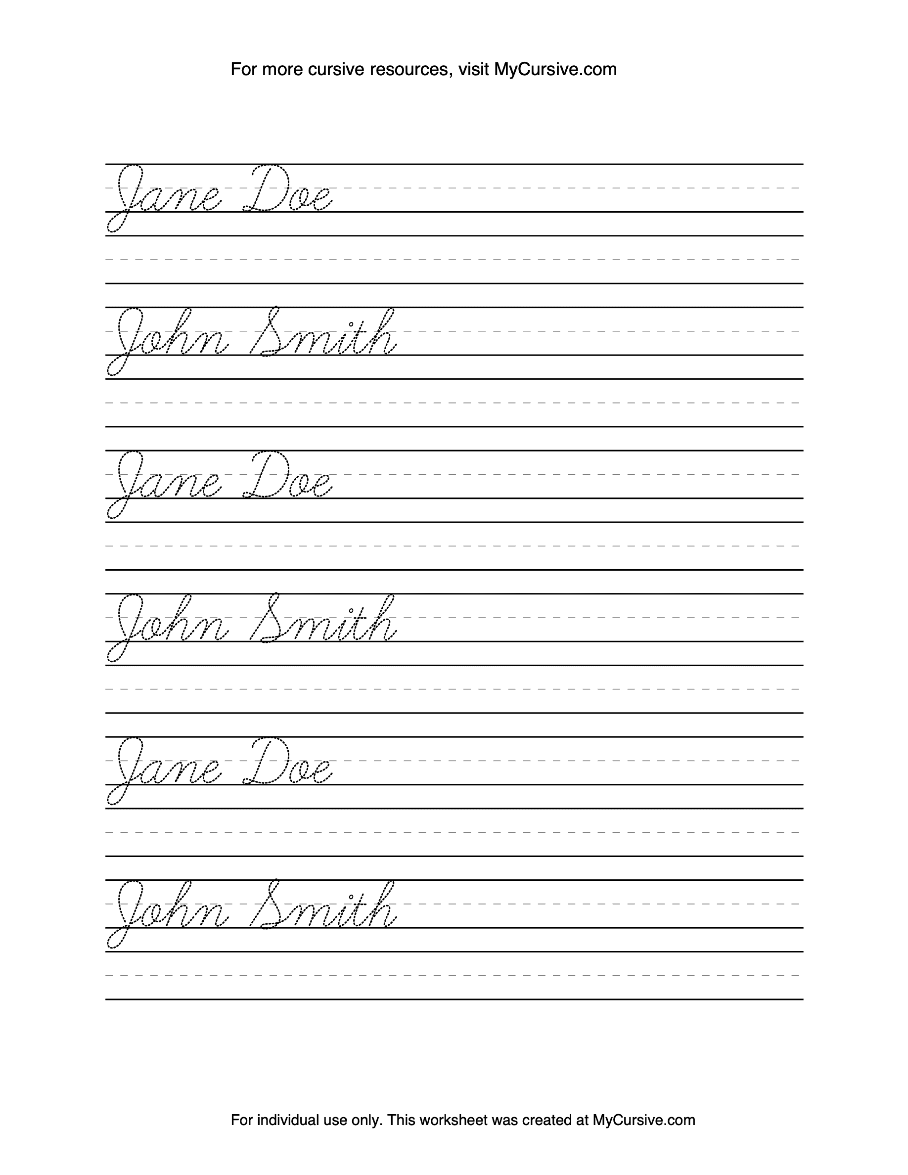 MyCursive Cursive Worksheet Generator Create Practice Free Printable Cursive Writing Worksheet Templates Canva