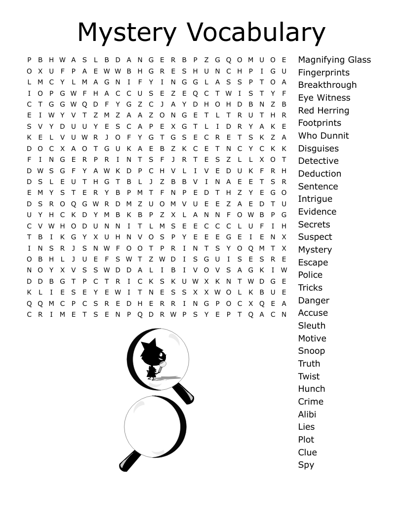 Mystery Vocabulary Worksheet WordMint