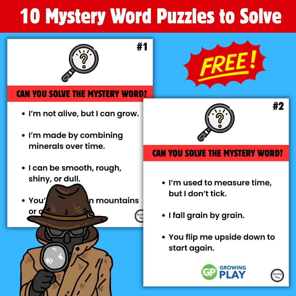 Mystery Word Clues Free Printable Packet Growing Play