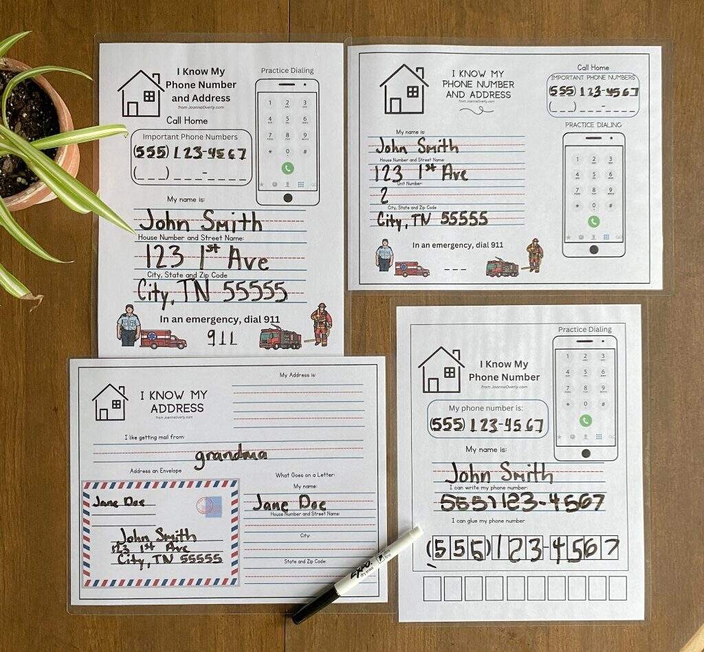 Name Address Cards Free Learning Contact Information For Kids Worksheets Library Free Worksheets For Kids To Practice Writing Their Phone Number HubPages