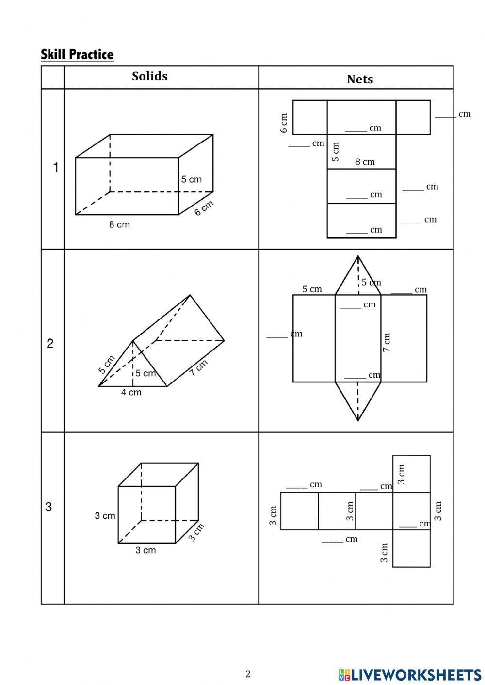 Nets Of Solids Worksheet Worksheets Library