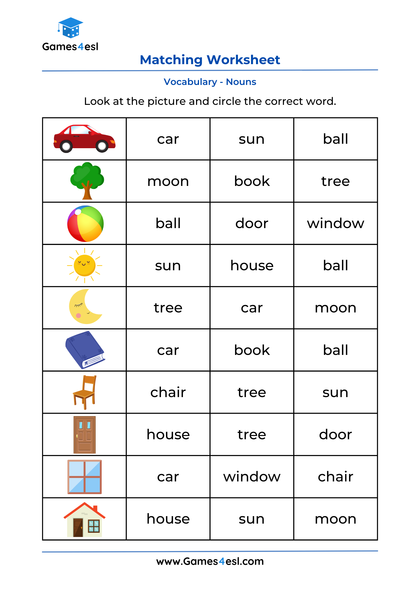 Noun Worksheets Games4esl