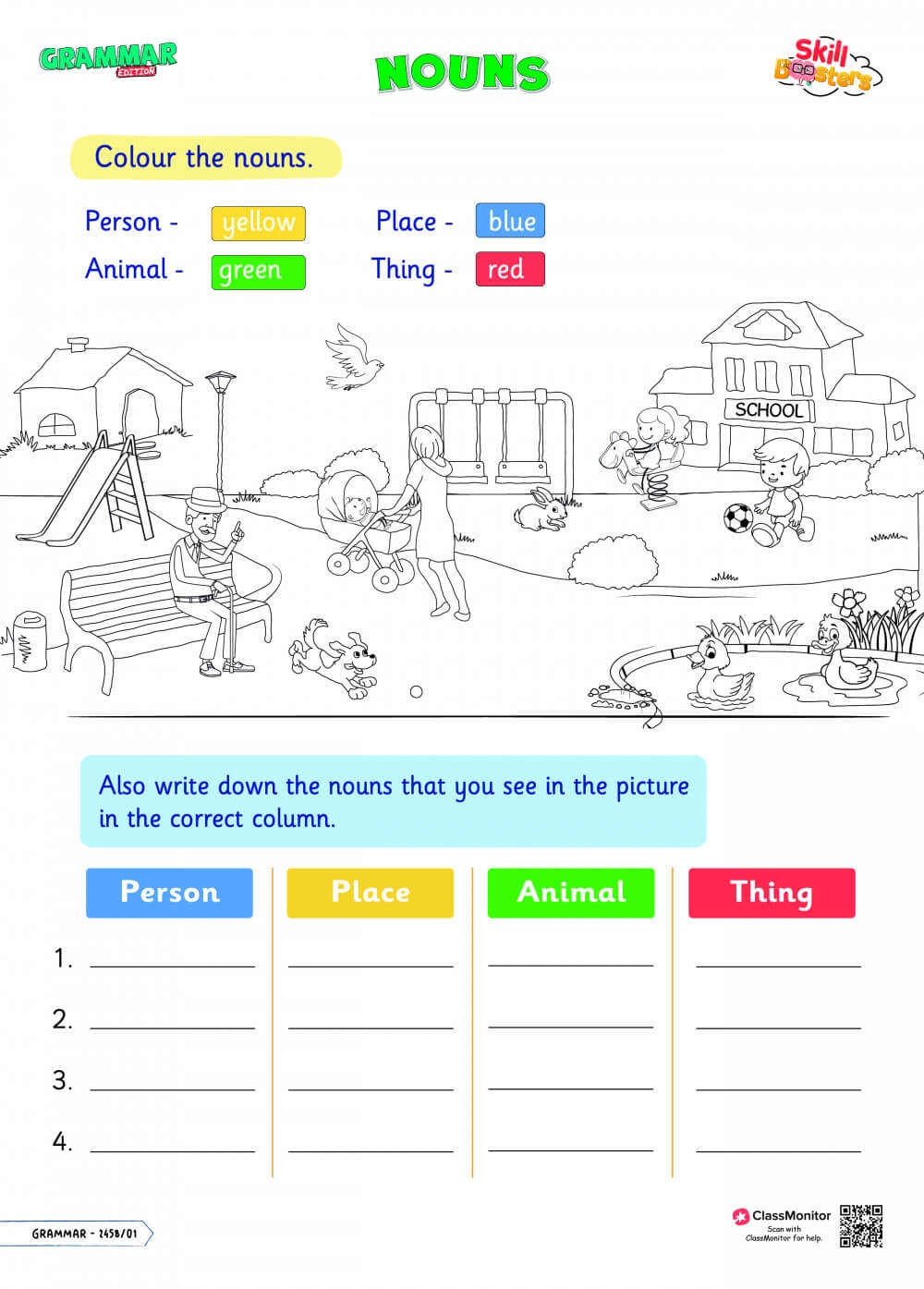 Nouns Activity Nouns Worksheet Colour The Nouns ClassMonitor