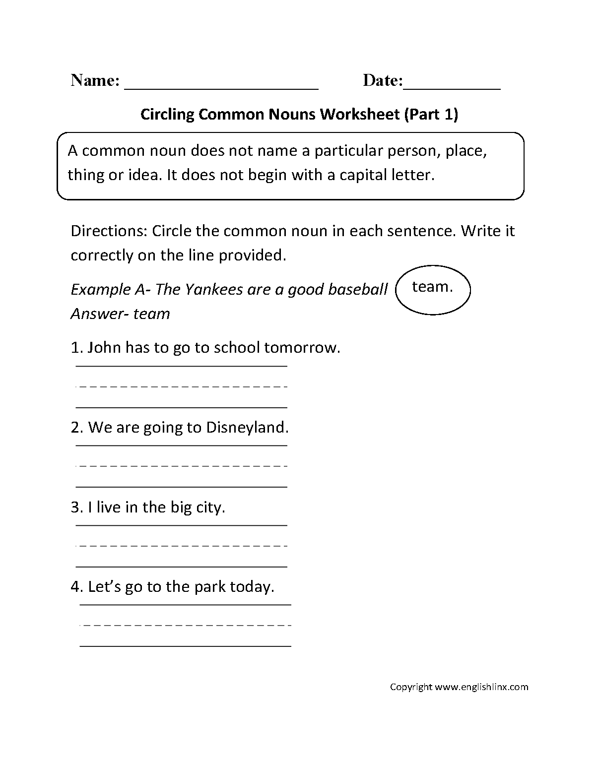 Common And Proper Nouns Worksheet ALL ESL
