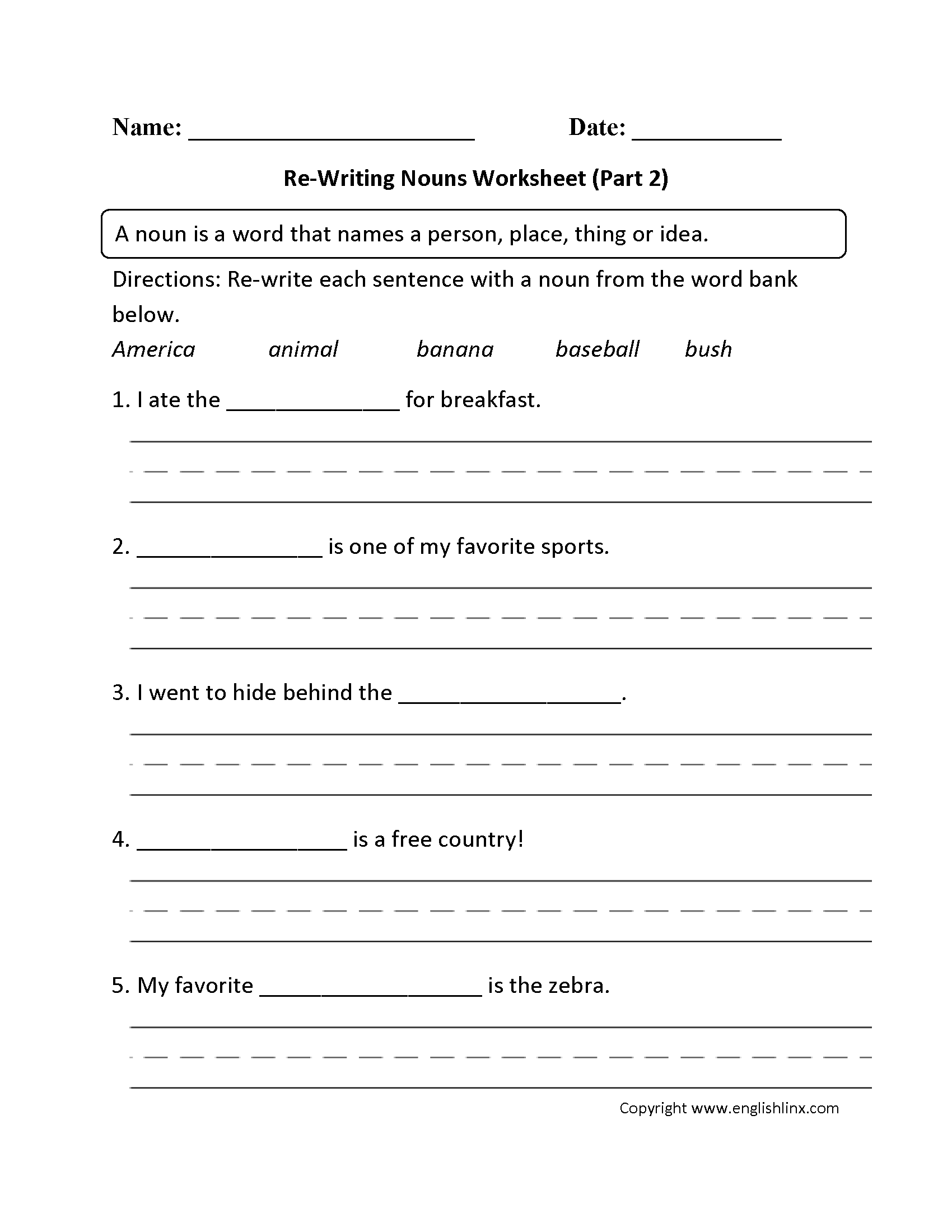 Printable Plural Nouns Worksheets For Kids Tree Valley Academy