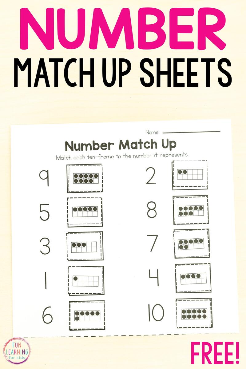 Number Match Up Worksheets Number Match Up Worksheets