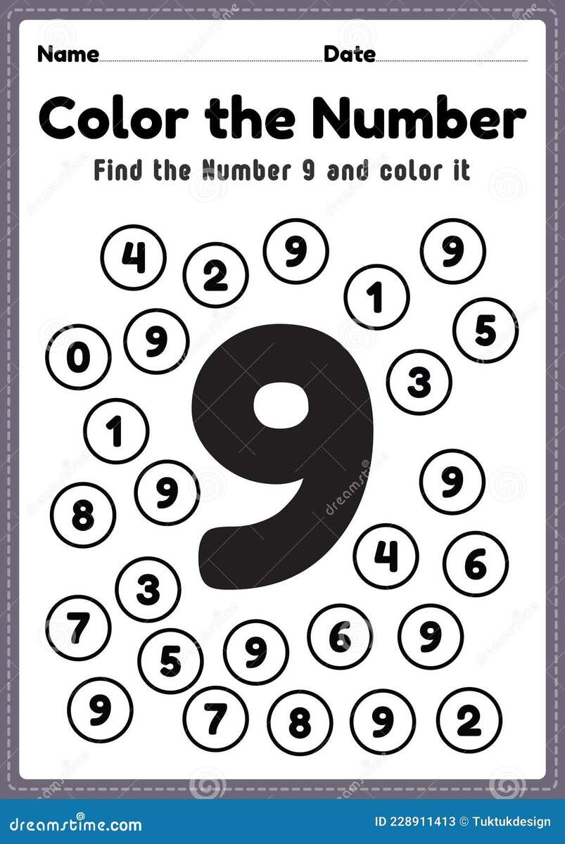 Number Worksheets For Preschool Number 9 Coloring Math Activities For Kindergarten Kids To Learn Basic Mathematics Skills Stock Vector Illustration Of Grade Practice 228911413 Number 9 Tracing Worksheets Free Printables Teach Prints