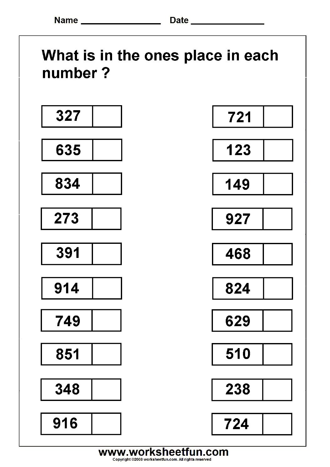Ones Place Value 2 Worksheets FREE Printable Worksheets Worksheetfun