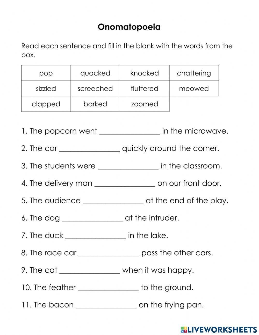 Onomatopoeia 3rd Grade 4th Grade Writing Worksheet GreatSchools Worksheets Library