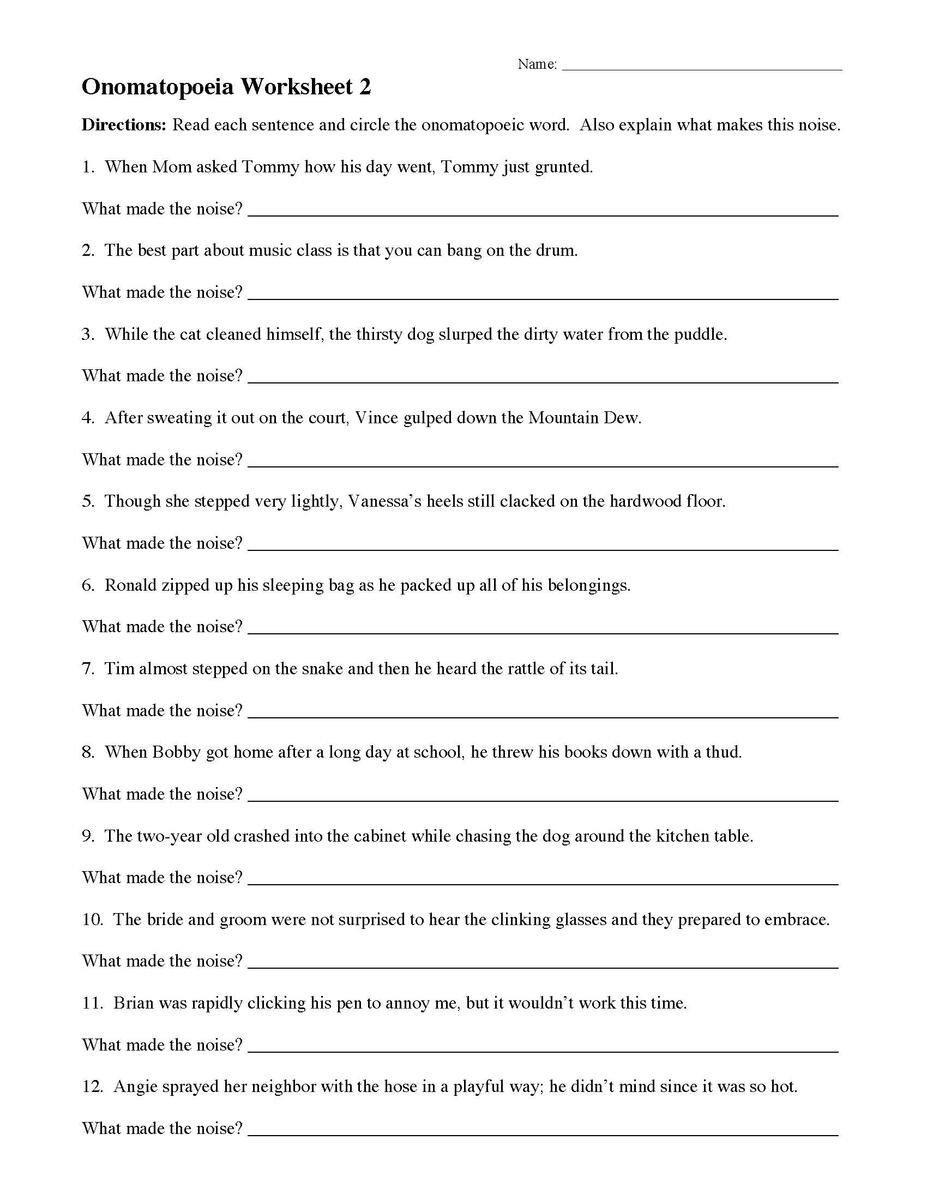Onomatopoeia 3rd Grade 4th Grade Writing Worksheet GreatSchools Worksheets Library