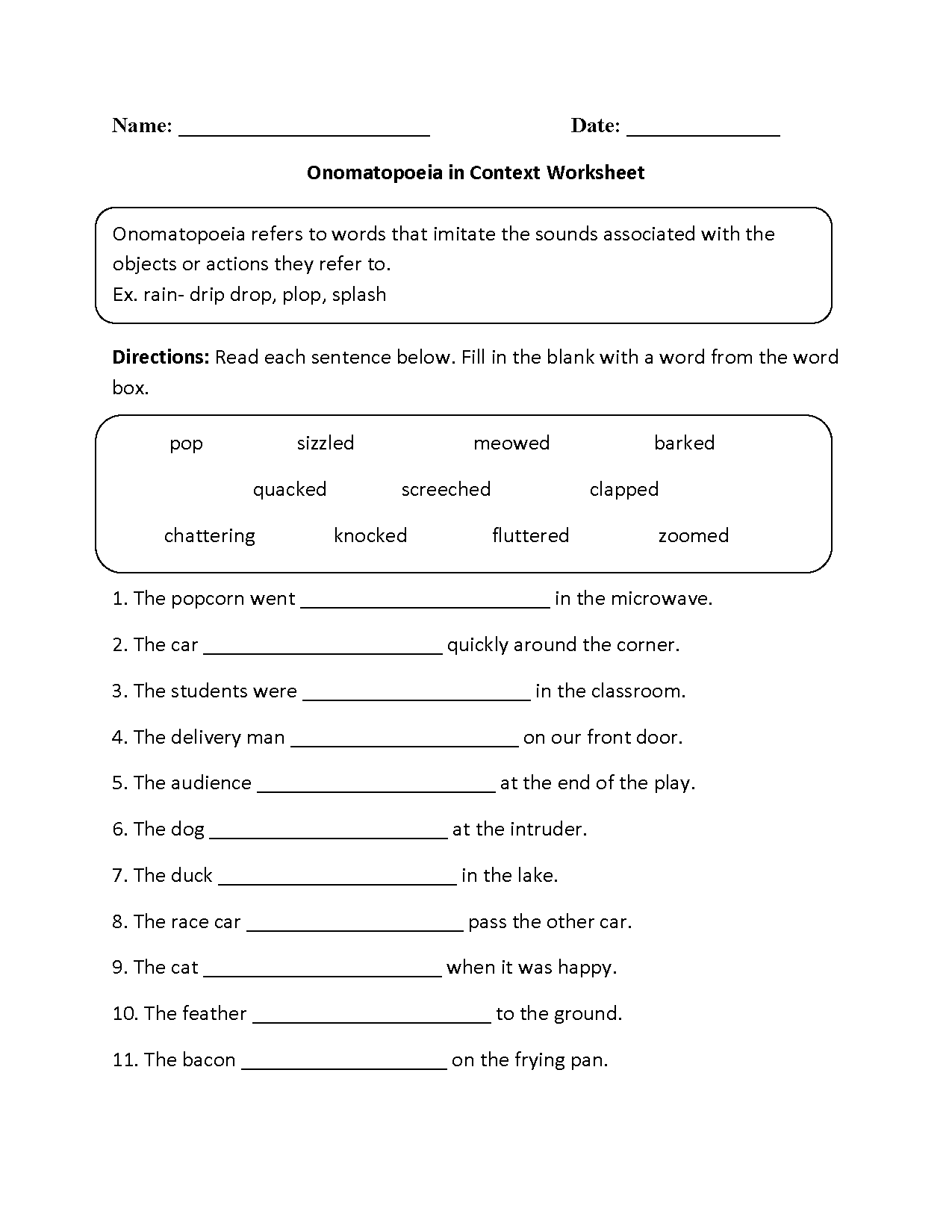 Onomatopoeia Worksheets Free Printable Worksheets To Download UK Boost Education