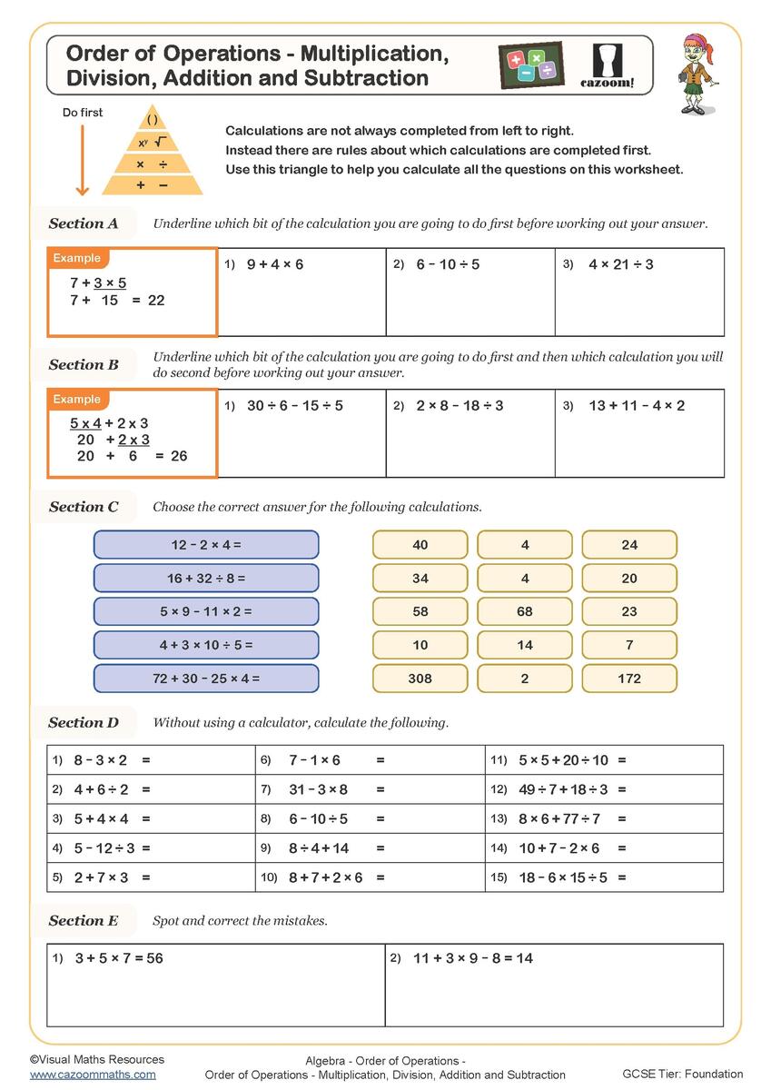 Order Of Operations Multiplication Division Addition And Subtraction Free Worksheet Fun And Engaging PDF Worksheets Order Of Operations Multiplication Division Addition And Subtraction Free Worksheet Fun And Engaging PDF Worksheets