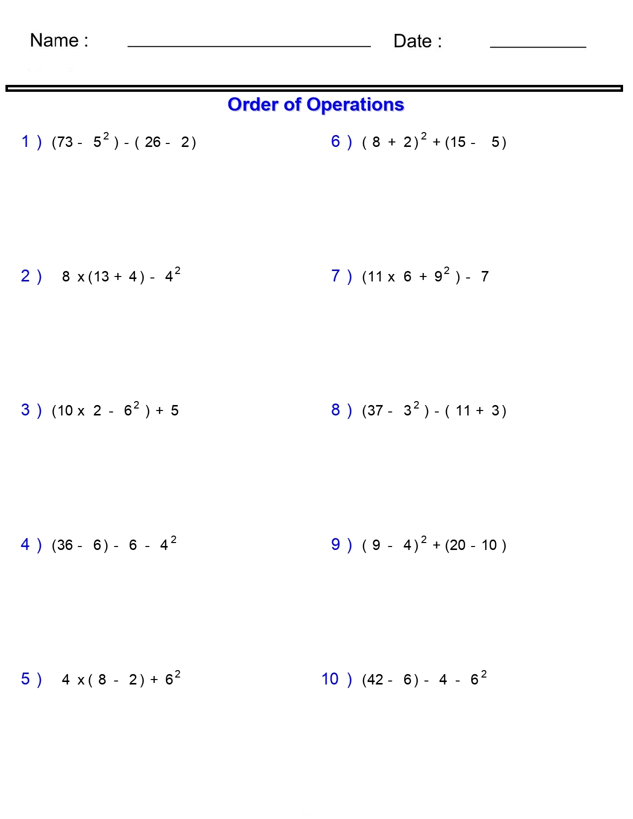 Printable Order Of Operations Digital Worksheets Activities For 4th 5th Grade Made By Teachers