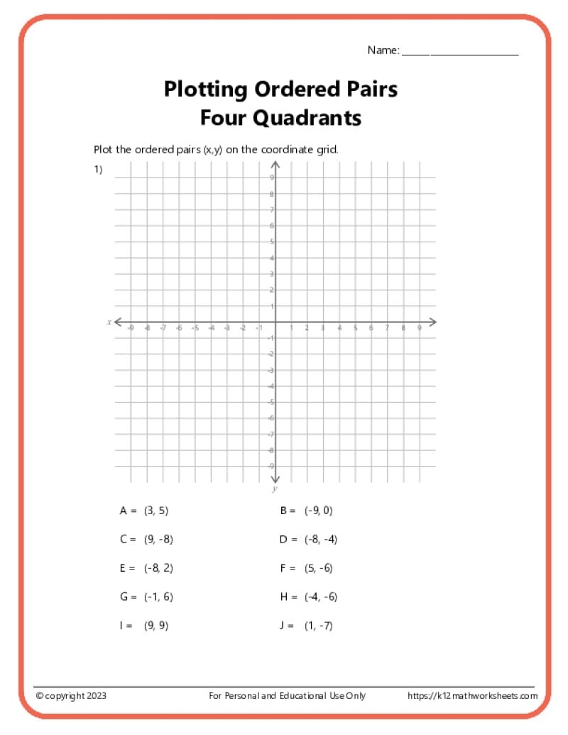 Coordinate Worksheets