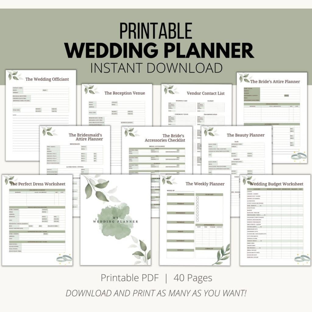Organize Your Dream Wedding With This Printable Wedding Planner