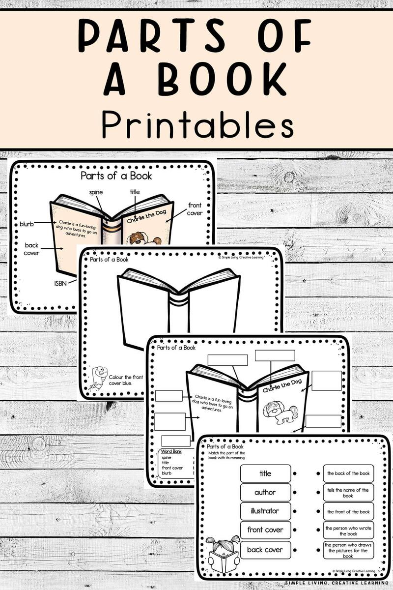 Parts Of A Book Printables Simple Living Creative Learning FREE Printable Parts Of A Book Worksheets