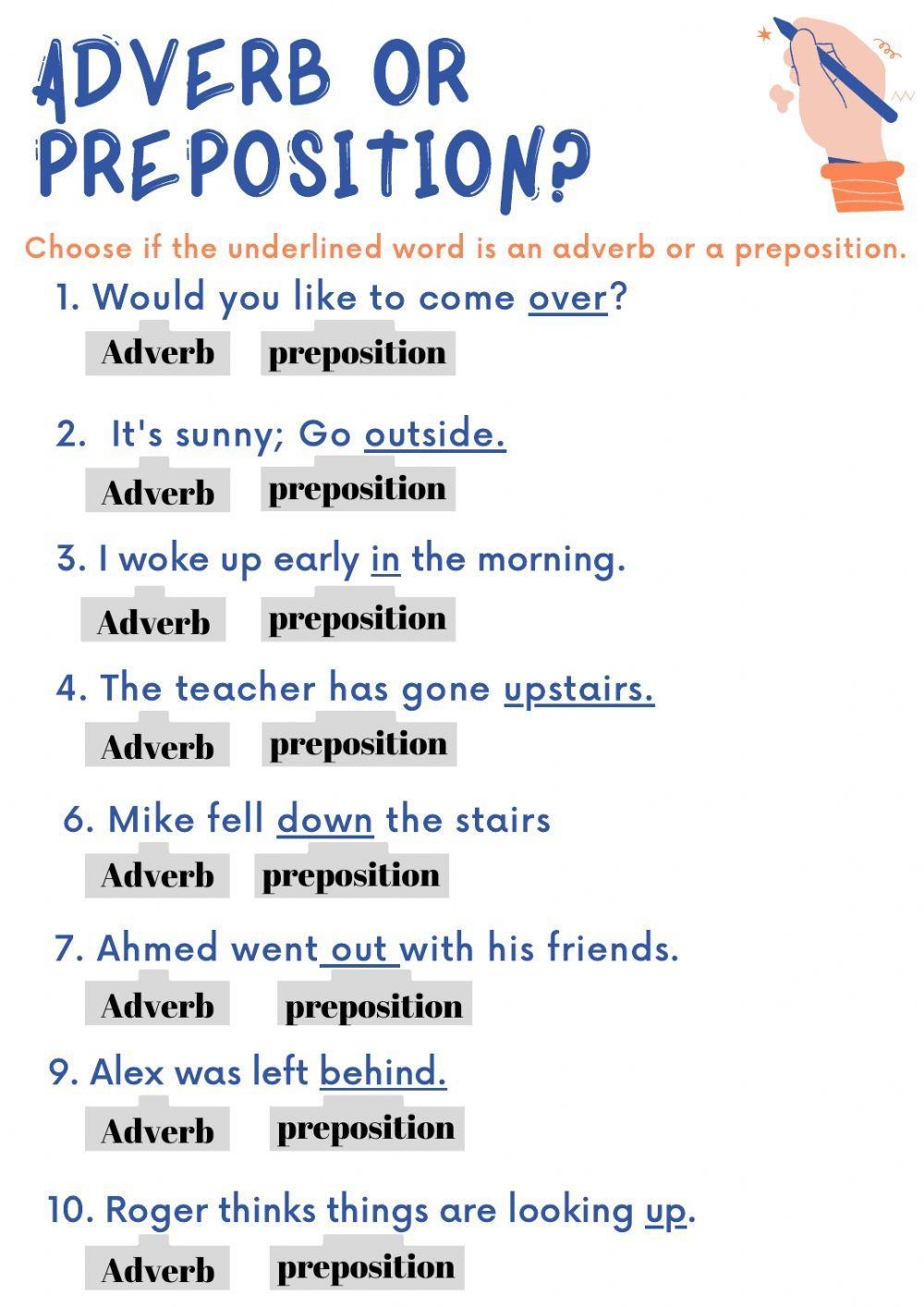 Parts Of Speech Adverbs Worksheet Worksheets Library
