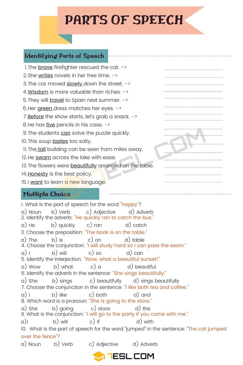 1st Through 3rd Grade Parts Of Speech Worksheets Verbs Nouns Adjectives Pronouns Printable Etsy