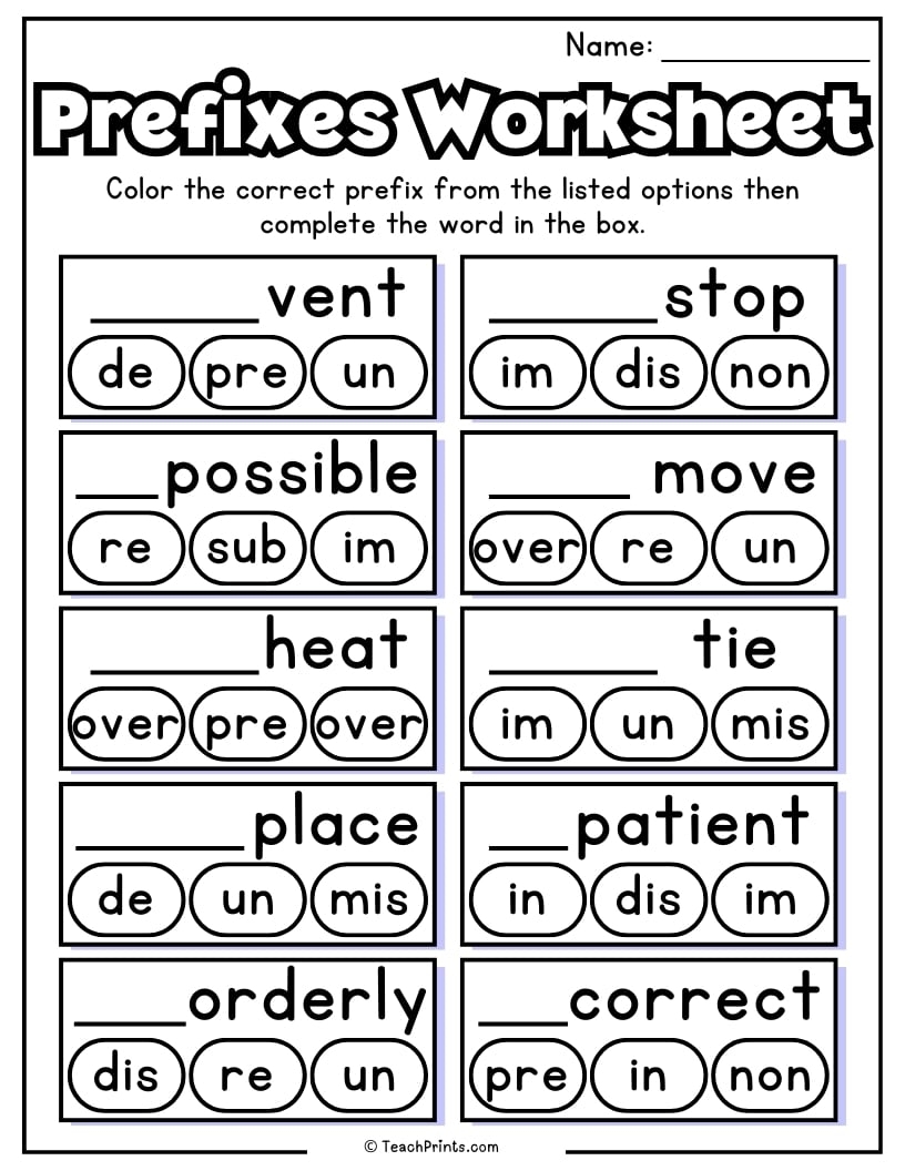 Prefix Worksheets 10 Free PDF Printables Teach Prints Prefix Worksheets 10 Free PDF Printables Teach Prints