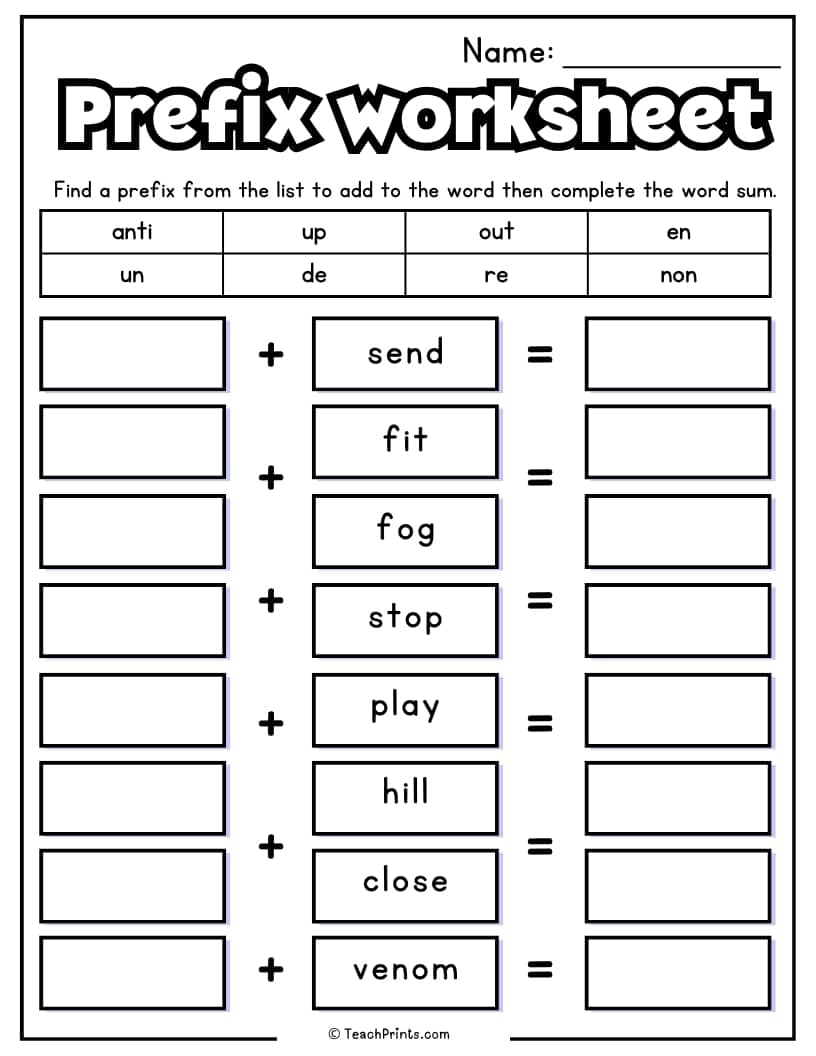 Prefix Worksheets 10 Free PDF Printables Teach Prints Prefix Worksheets 10 Free PDF Printables Teach Prints