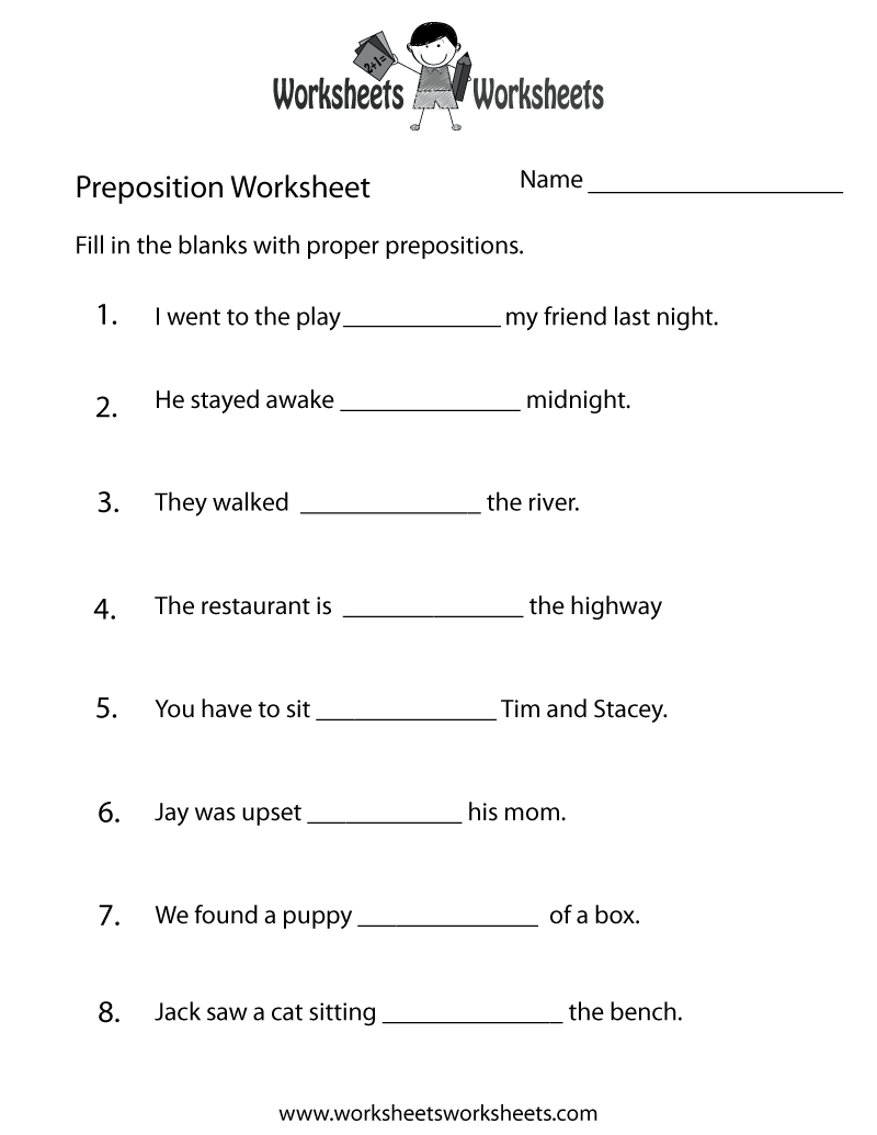 Preposition Test Worksheet Worksheets Worksheets Preposition Test Worksheet Worksheets Worksheets
