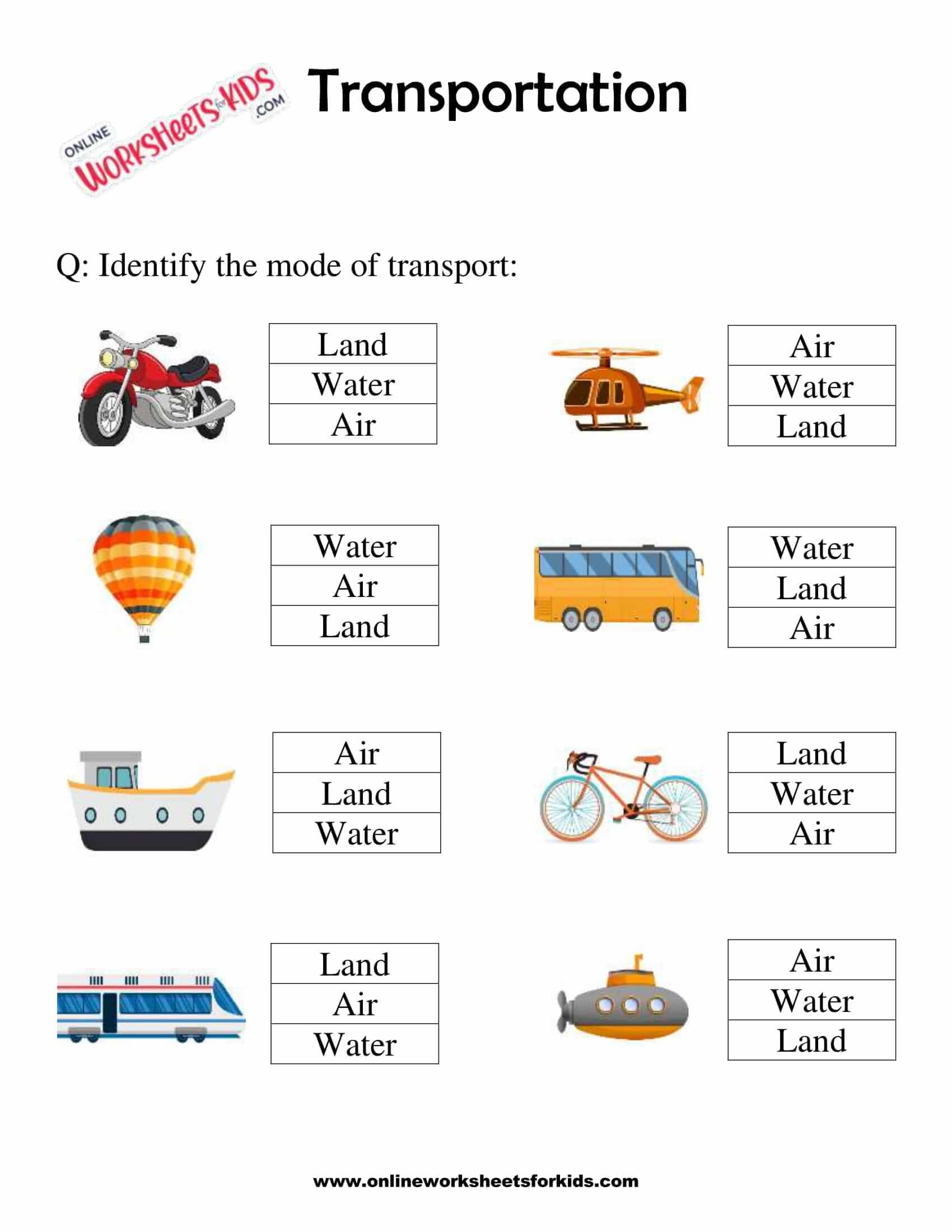 Preschool Transport Worksheet For Kindergarten Worksheets Library