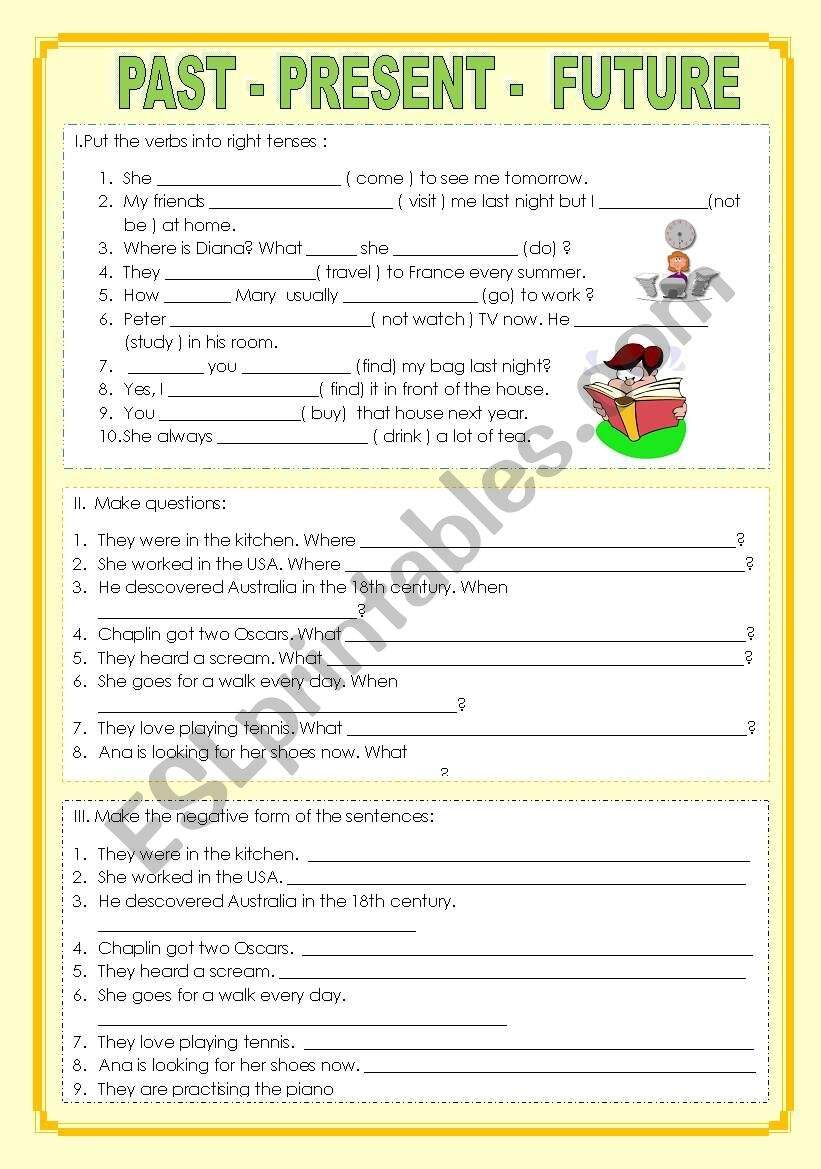 Present Past Future ESL Worksheet By Bare