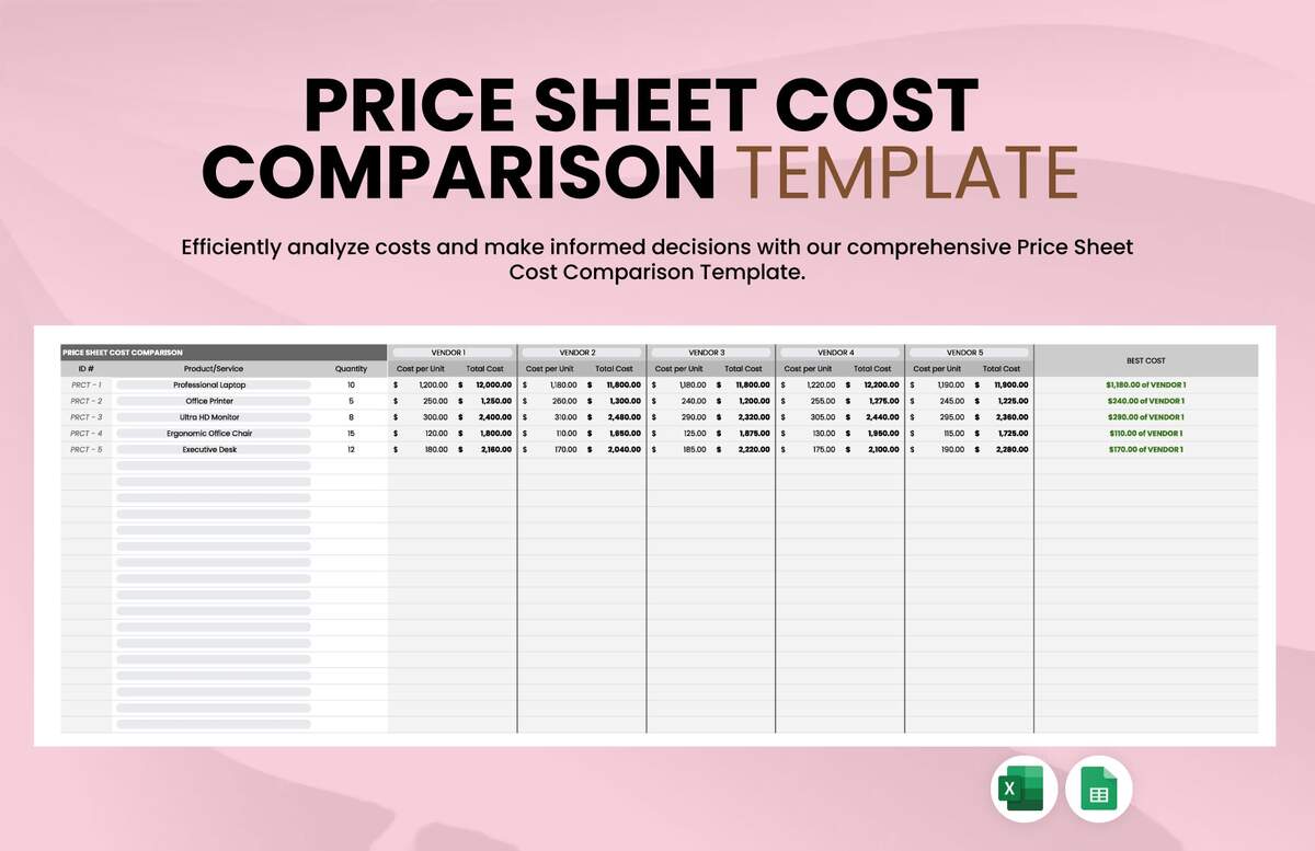 Price Sheet Cost Comparison Template In Excel Google Sheets Download Template Price Sheet Cost Comparison Template In Excel Google Sheets Download Template