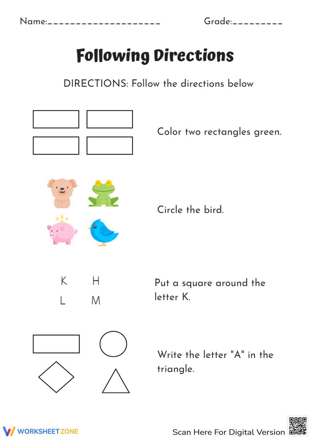 Printable 2nd Grade Following Directions Worksheets
