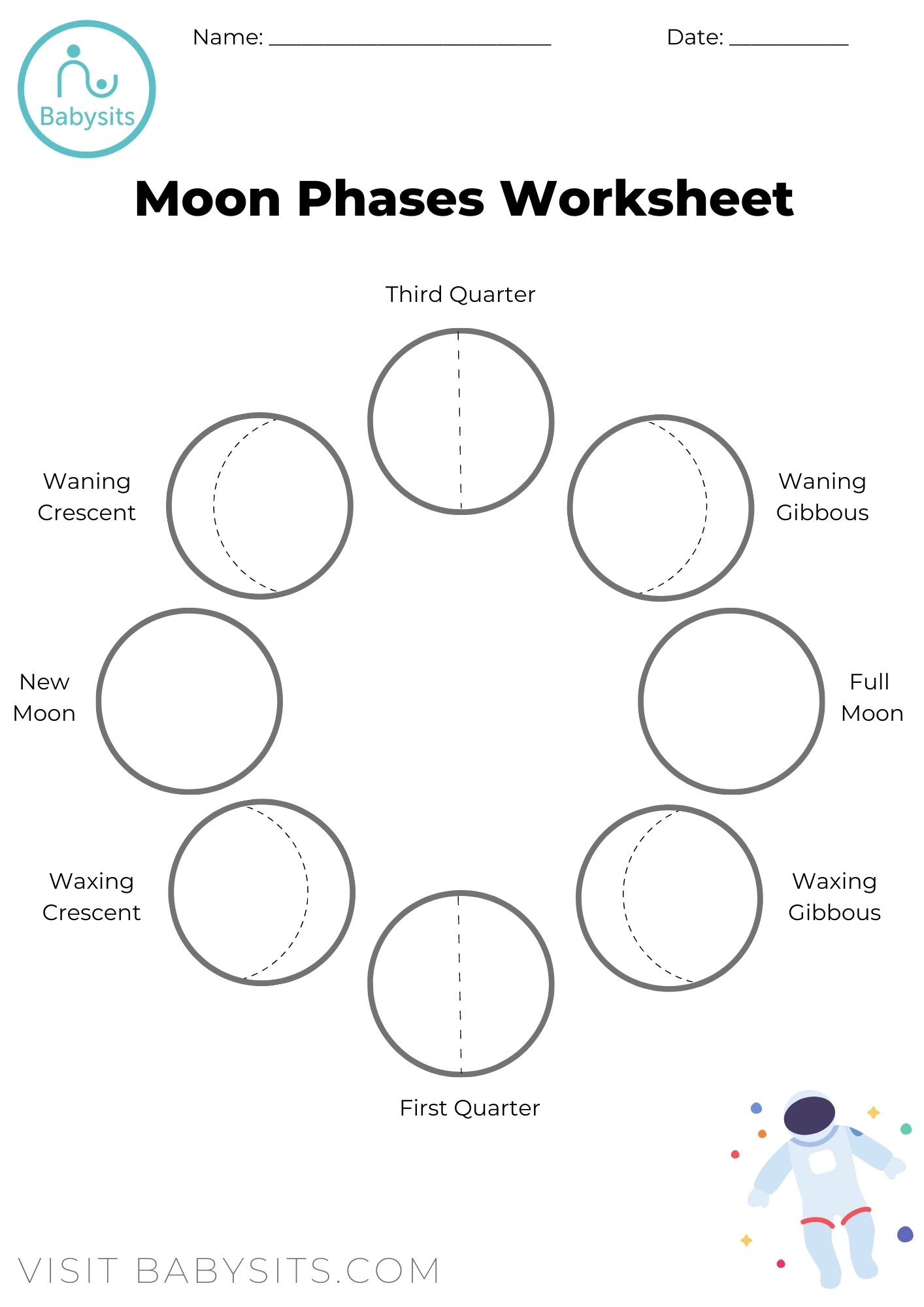 Printable 5th Grade Phases Of The Moon Worksheets Download
