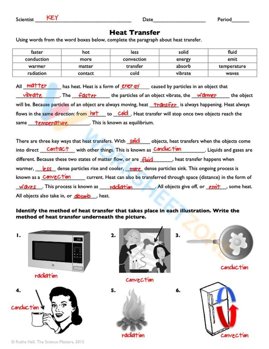 Printable 6th Grade Heat Transfer Worksheets Download