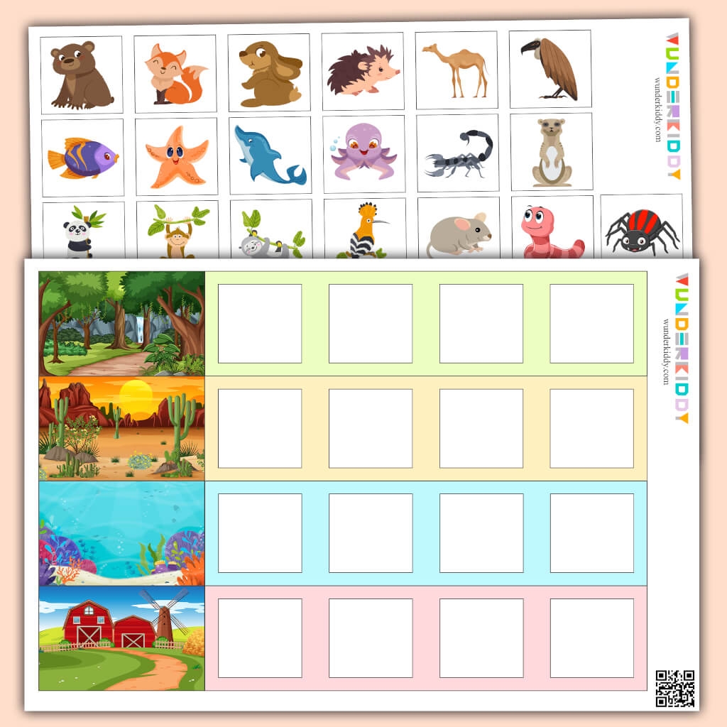 Printable Animal Habitat Sorting Mats Activity For Kids Printable Match The Animal To Its Habitat Worksheet For Kindergarten Made By Teachers