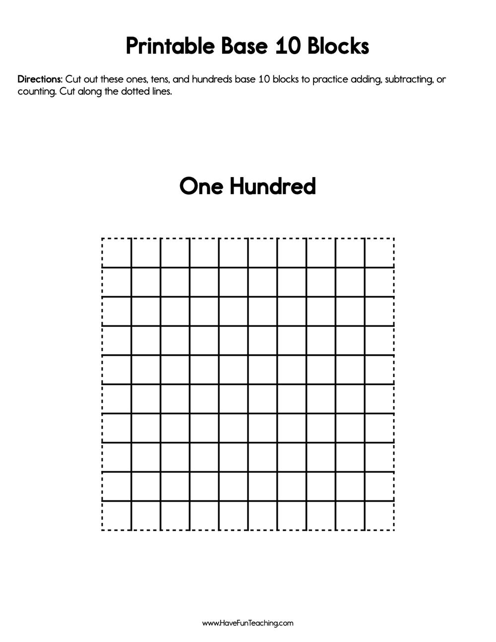 Printable Base 10 Blocks Superstar Worksheets