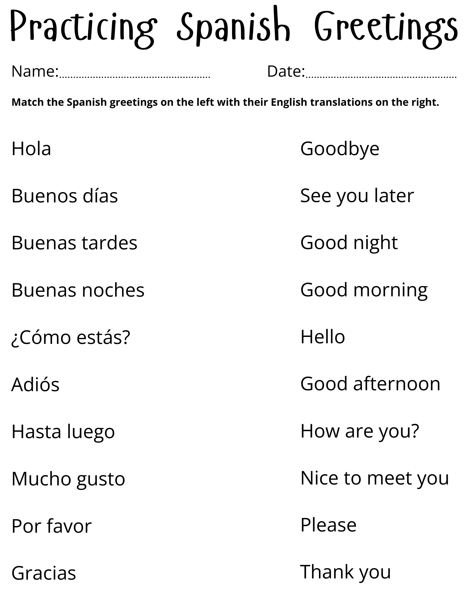 Spanish Numbers Worksheet Free Printable Digital PDF