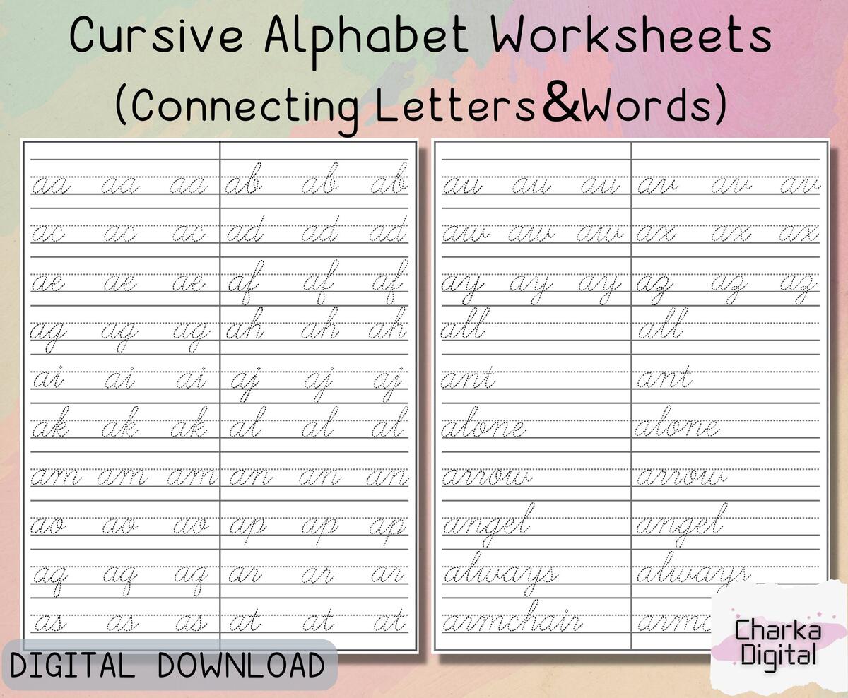 Printable Cursive Alphabet Worksheets Handwritting Practice Pages How To Connect Cursive Letters Cursive Writing Practice Etsy Finland Printable Cursive Alphabet Worksheets Handwritting Practice Pages How To Connect Cursive Letters Cursive Writing Practice Etsy Finland