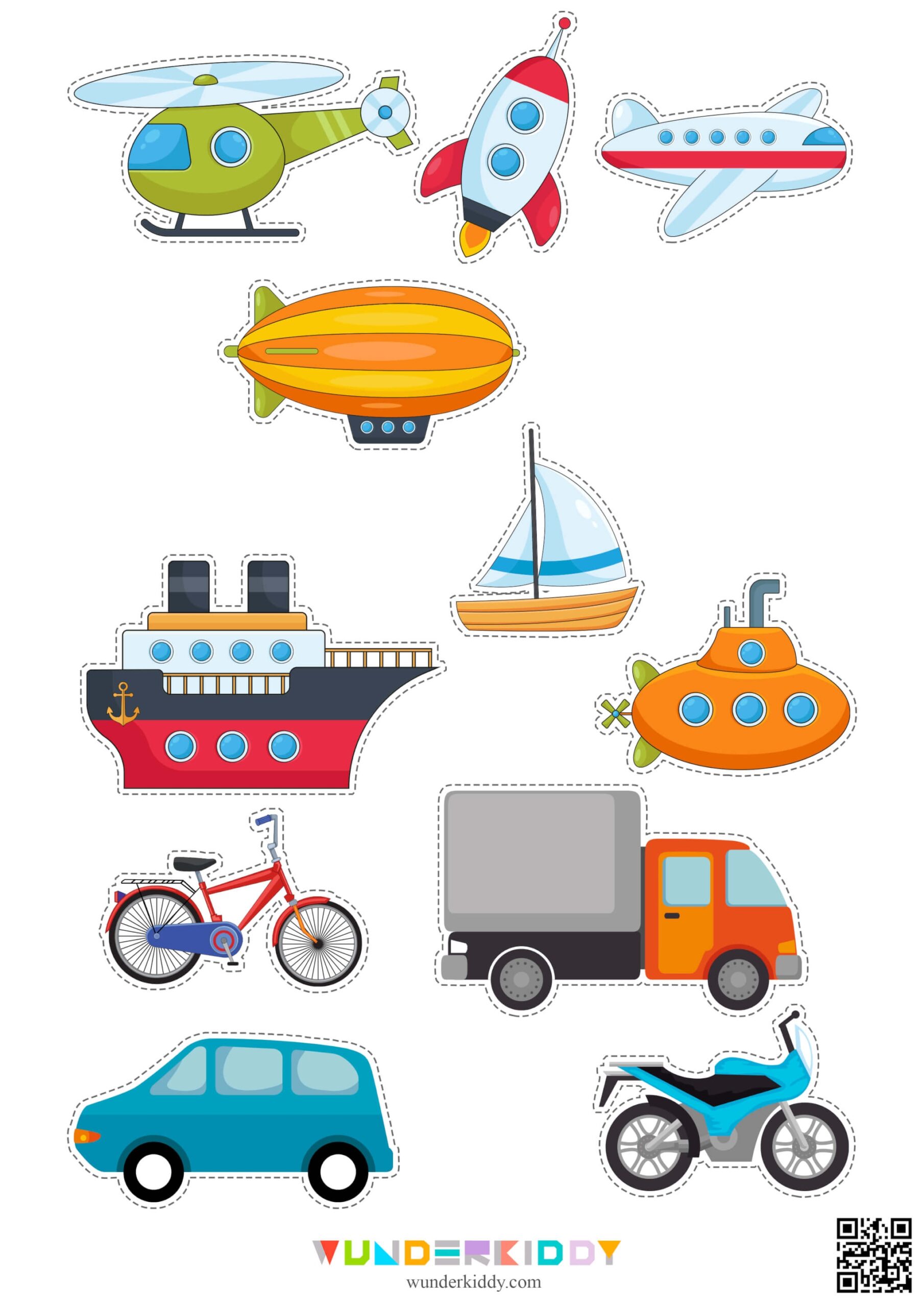 Printable Land Air Water Transportation Matching Activity