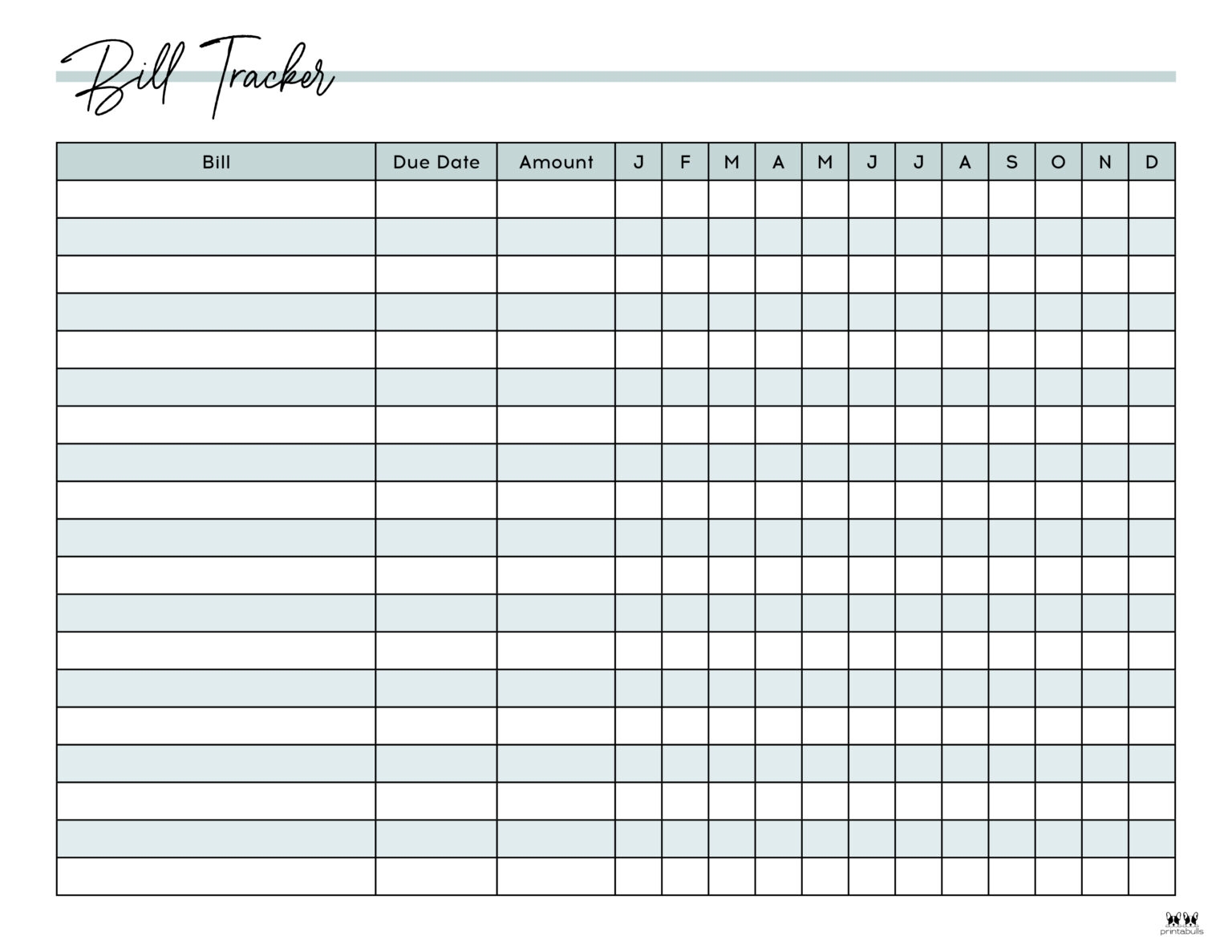 Printable Monthly Bill Organizer Printable Party Favors