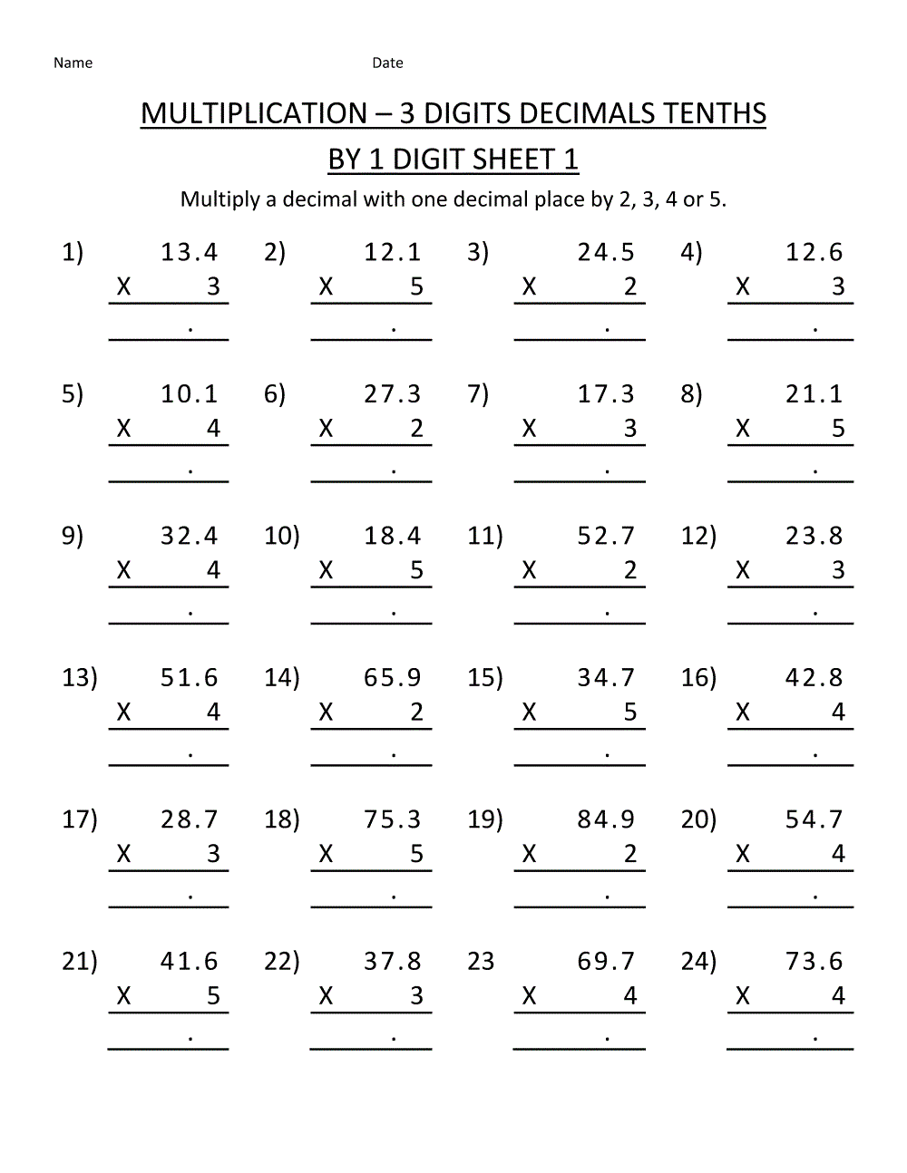 Printable Multiplication Worksheets Printable Multiplication Worksheets